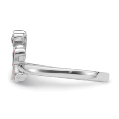 Sterling Silver Rhodium-plated Pink Enamel & CZ Elephant Children's Ring