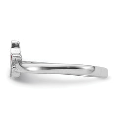 Sterling Silver Rhodium-plated Multi-color Enameled Cat Children's Ring