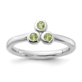Sterling Silver Rhodium-plated Peridot Ring