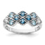 Sterling Silver Rhodium-Plated London Lt. Swiss Blue and White Topaz Ring