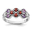 Garnet Amethyst & White Topaz Ring in Sterling Silver, Size 6–7 - Sophia Jewelers
