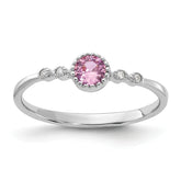 Sterling Silver Rhodium-Plated .37Pink and .02White Created Sapphire Ring