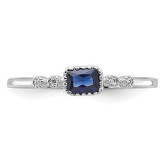 Sterling Silver Rhodium-Plated .02Cr. Blue Spinel and .02Cr. White Sapphire Ring