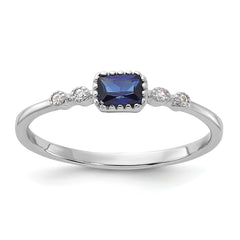 Sterling Silver Rhodium-Plated .02Cr. Blue Spinel and .02Cr. White Sapphire Ring