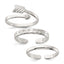 Sterling Silver Polished Arrow/Chain Link/Plain Set of 3 Toe Rings - Sophia Jewelers