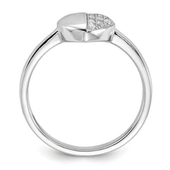 Sterling Silver Rhodium-plated CZ Polished Heart Ring