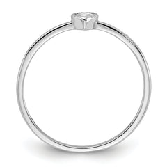 Sterling Silver Rhodium-plated CZ Heart Ring