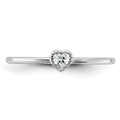 Sterling Silver Rhodium-plated CZ Heart Ring