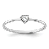 Sterling Silver Rhodium-plated CZ Heart Ring