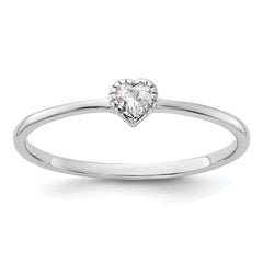 Sterling Silver Rhodium-plated CZ Heart Ring