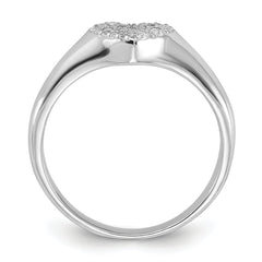 Sterling Silver Rhodium-plated Micro Pave CZ Heart Ring