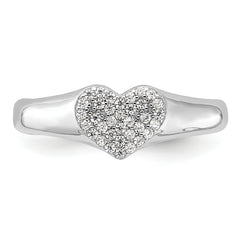 Sterling Silver Rhodium-plated Micro Pave CZ Heart Ring