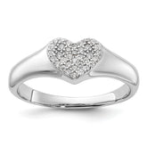 Sterling Silver Rhodium-plated Micro Pave CZ Heart Ring