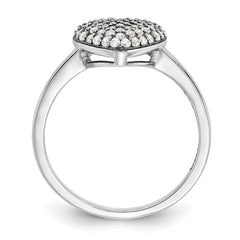 Sterling Silver Rhodium-plated Pave CZ Heart Ring