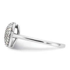 Sterling Silver Rhodium-plated Pave CZ Heart Ring