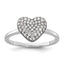 Pave Cubic Zirconia Heart Ring in Sterling Silver, 1.5mm - Sophia Jewelers