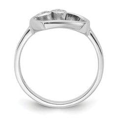 Sterling Silver Rhodium-plated CZ Open Heart Ring