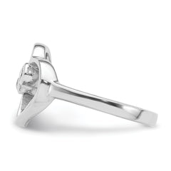Sterling Silver Rhodium-plated CZ Open Heart Ring