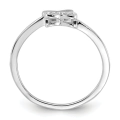 Sterling Silver Rhodium-plated CZ Double Heart Ring