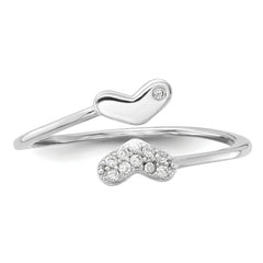 Sterling Silver Rhodium-plated CZ Double Heart Ring