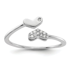 Sterling Silver Rhodium-plated CZ Double Heart Ring