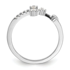 Sterling Silver Flash Platinum-plated CZ Cross Ring