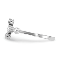 Sterling Silver Flash Platinum-plated CZ Cross Ring