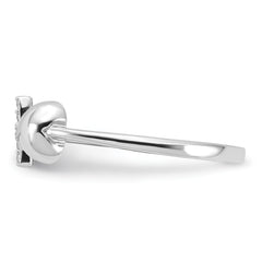 Sterling Silver Rhodium-plated Heart and CZ Cross Ring