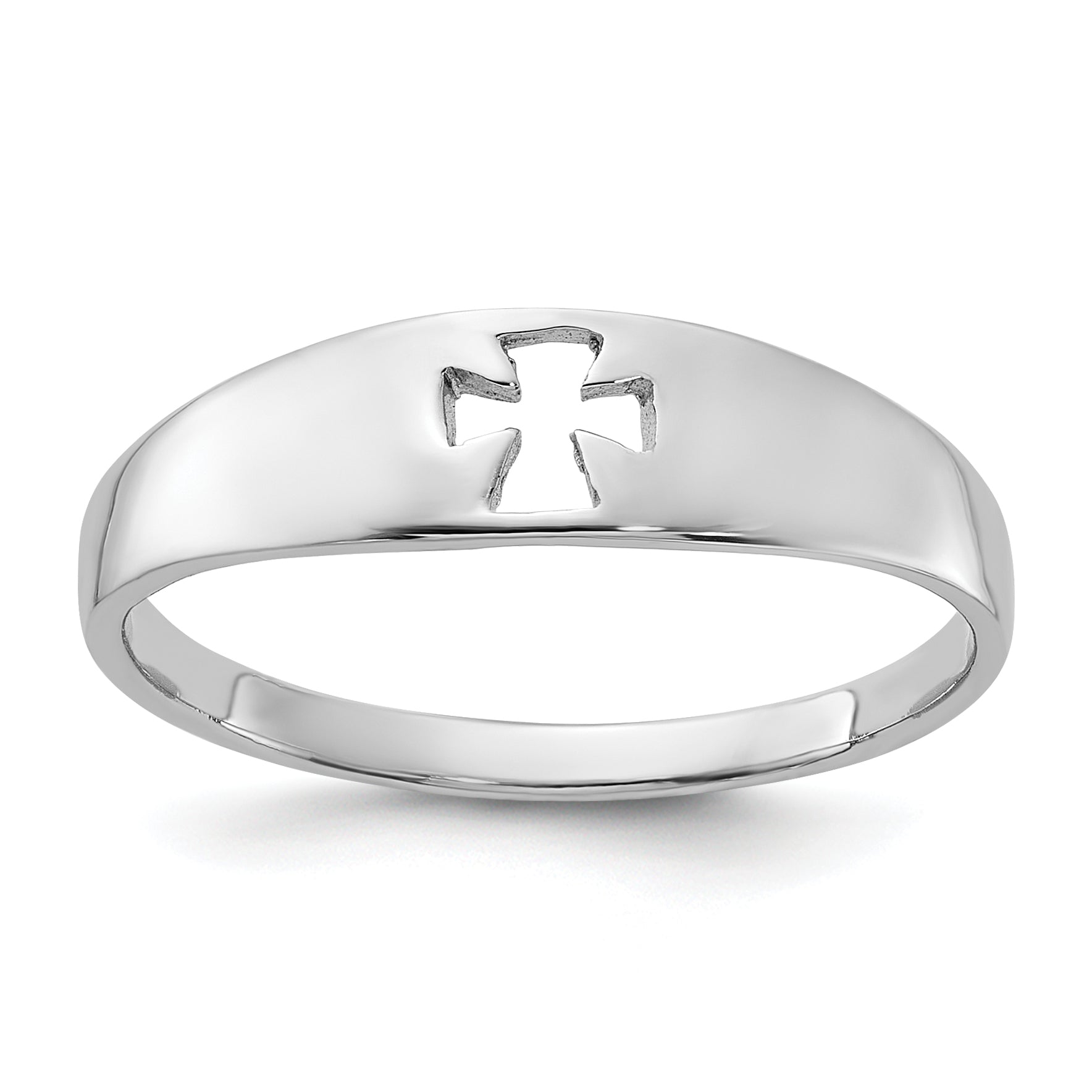 Sterling Silver Rhodium-plated Polished Cut-out Cross Ring