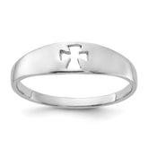 Sterling Silver Rhodium-plated Polished Cut-out Cross Ring