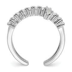 True Fire Sterling Silver Rhodium-plated Double Cross CZ Open Back Ring