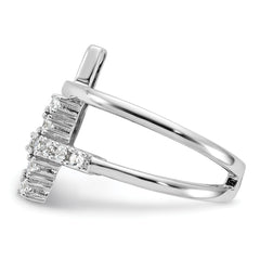 True Fire Sterling Silver Rhodium-plated Double Cross CZ Open Back Ring
