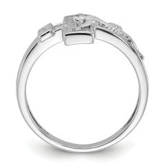 Sterling Silver Rhodium-plated INRI Crucifix Ring