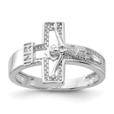Sterling Silver Rhodium-plated INRI Crucifix Ring