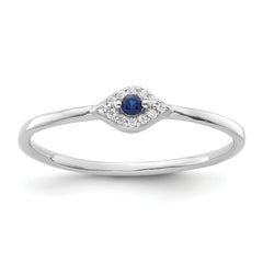 Sterling Silver Rhodium-plated Blue and Clear CZ Evil Eye Ring