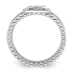 Sterling Silver Rhodium-plated Black Ink CZ Star WISH 3 Ring Set