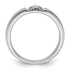 Sterling Silver Rhodium-plated Fleur-de-Lis Band Ring