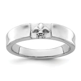 Sterling Silver Rhodium-plated Fleur-de-Lis Band Ring