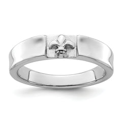 Sterling Silver Rhodium-plated Fleur-de-Lis Band Ring