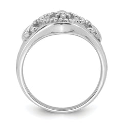 Sterling Silver Rhodium-plated Fleur de Lis Ring