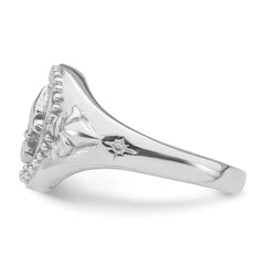 Sterling Silver Rhodium-plated Fleur de Lis Ring