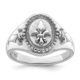 Sterling Silver Rhodium-plated Fleur de Lis Ring