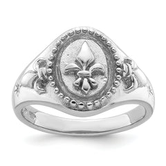 Sterling Silver Rhodium-plated Fleur de Lis Ring