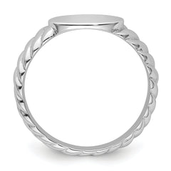 Sterling Silver Rhodium-plated Polished Twist Signet Ring