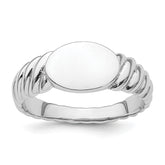 Sterling Silver Rhodium-plated Polished Twist Signet Ring