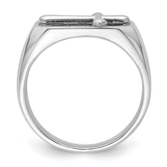 Sterling Silver Rhodium-plated Polished Cross Ring