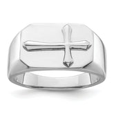 Sterling Silver Rhodium-plated Polished Cross Ring