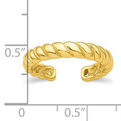 Sterling Silver Flash Gold-plated Textured Twist Adjustable Ring