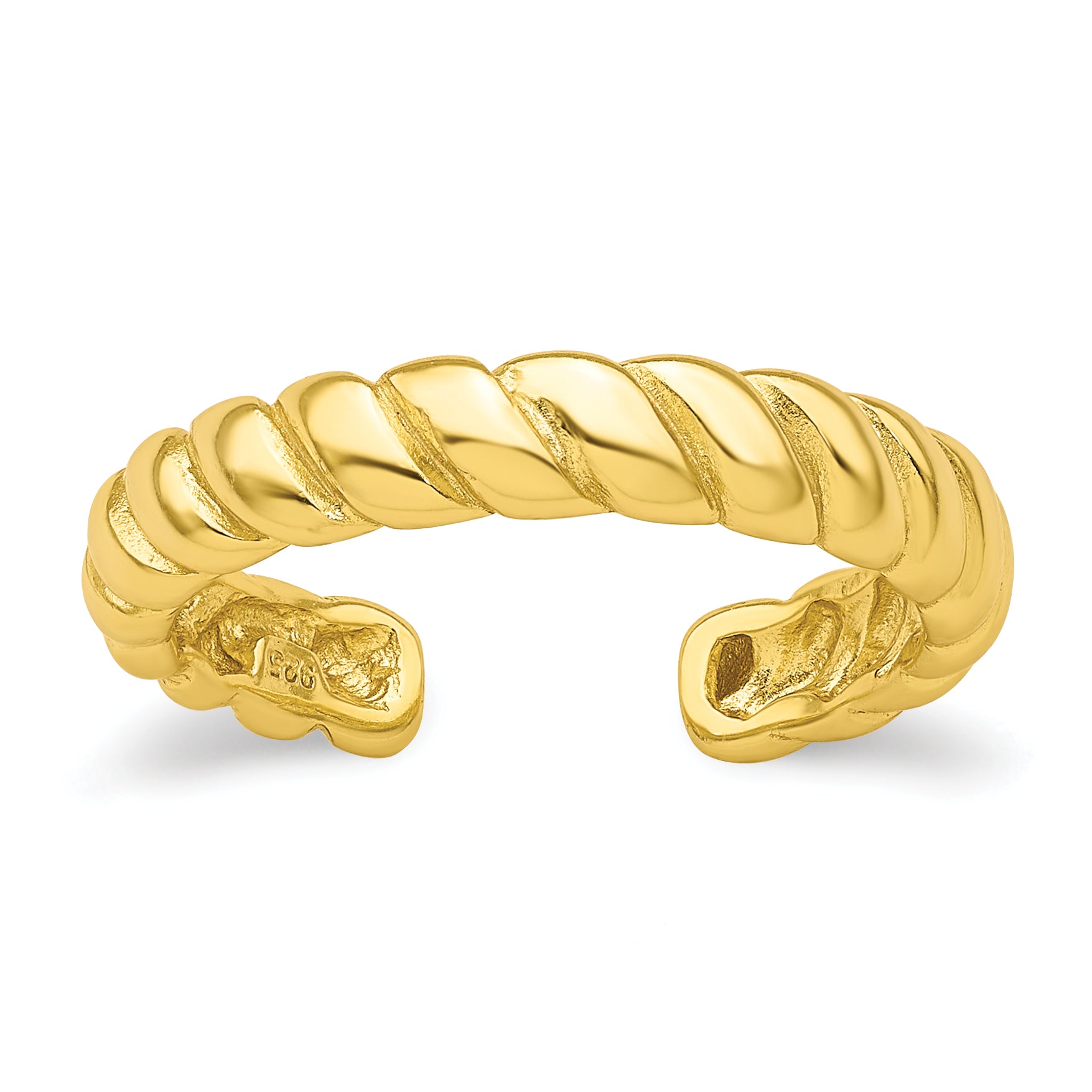 Sterling Silver Flash Gold-plated Textured Twist Adjustable Ring