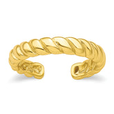 Sterling Silver Flash Gold-plated Textured Twist Adjustable Ring